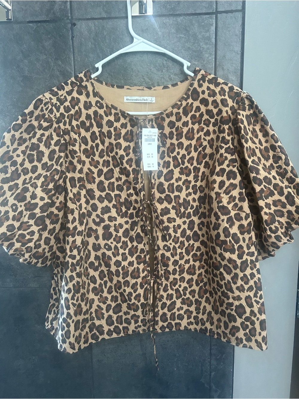 Abercrombie & Fitch Women's Leopard Print Tie-Front Top - Brown